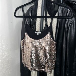 Charlotte Russe Gold & Silver Sequin Tank Top